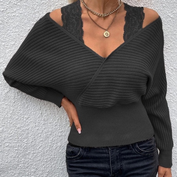 Cozy white Cold Shoulder Knit Sweater - Picture 9 of 13